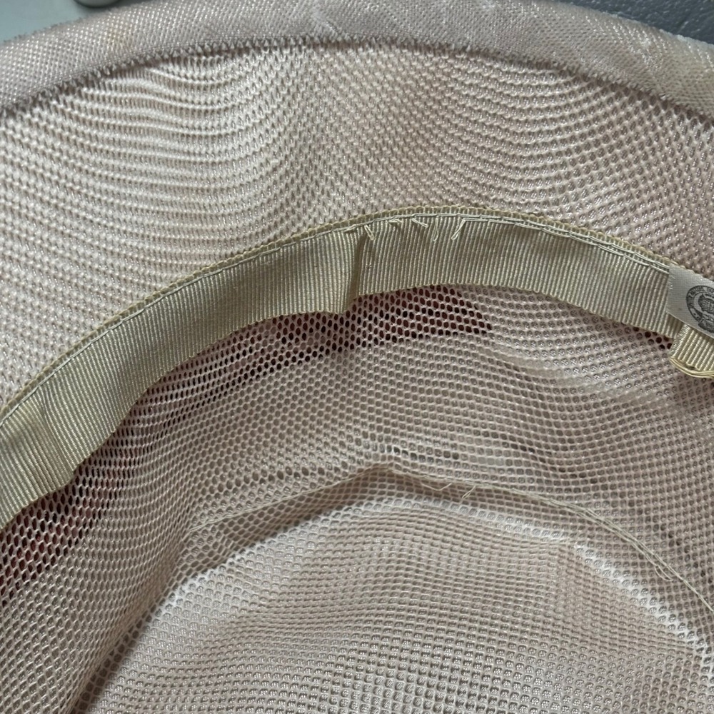VTG Bucket Hat Cream Union Made Birdcage Veil Copper Satin Ribbon Band - Picture 10 of 15